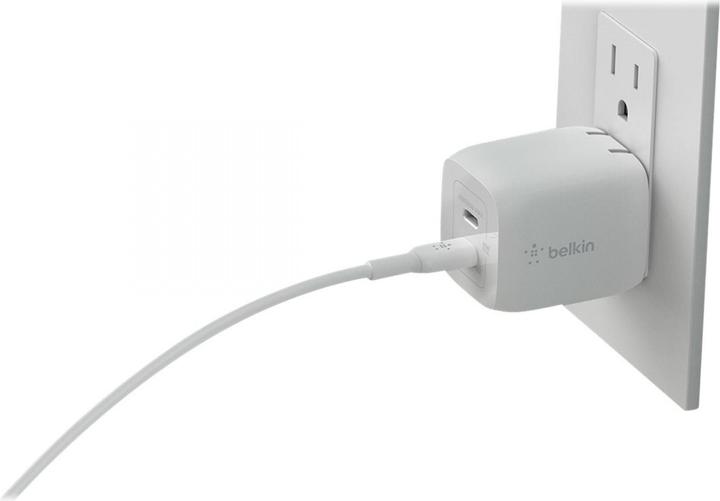 Actual product image Belkin Dual USB-C GaN Ladegerät mit Power Deliver und PPS Technologie inkl. 2 Meter USB-C Kabel (65 W)