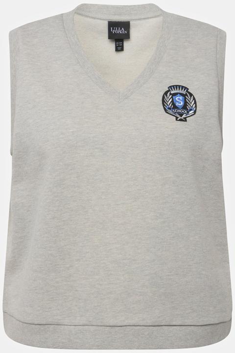 Produktbild Ulla Popken Sweat-Pullunder, College-Patch, V-Ausschnitt, ärmellos (60)