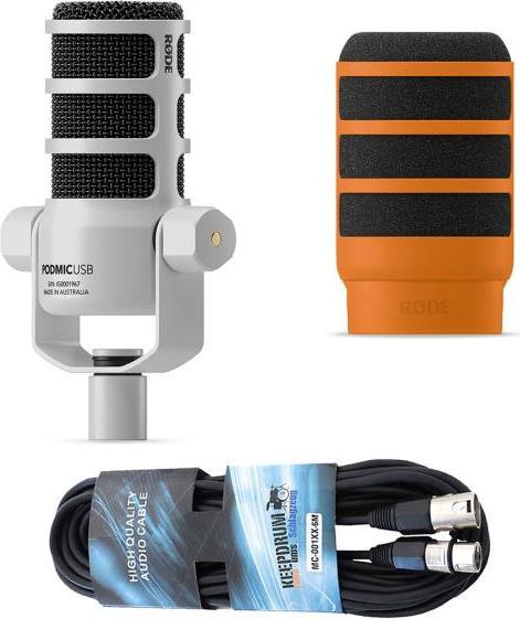 Podmic USB Weiss USB-C zu USB-C Kabel 3m Schaumstoff-Popschutz WS14O Popschutz keepdrum XLR-Kabel