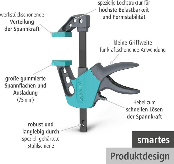 Produktbild wolfcraft 1 EHZ - Einhandzwinge Easy 75/150mm (150 mm)