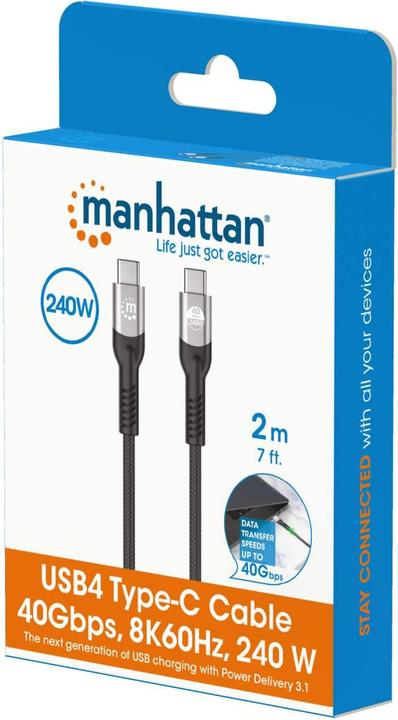 Image du produit Manhattan USB C – USB C (2 m, USB 4.0, 240 W)