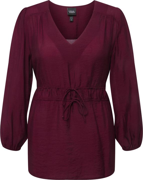 Immagine prodotto Ulla Popken Blusa con tessuto testurizzato, scollo a V, coulisse e maniche lunghe (50, 52)