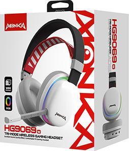 Actual product image Marvo MONKA ECHO headphones with microphone, white, backlit, tri-mode