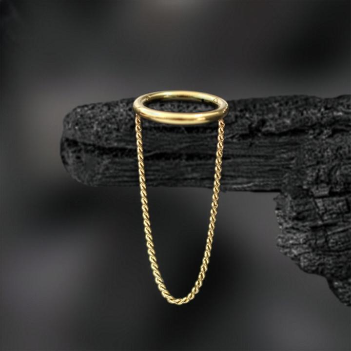 Produktbild Star Piercing Micro Segmentring klappbar vergoldet Anhänger waagerecht Kette Basic (Chirurgenstahl 316L, ohne Messing)