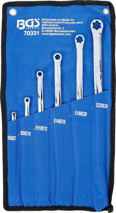 Immagine prodotto BGS Set di chiavi a doppio anello con teste ad anello e profilo E extra lunghe E6 x E7 - E22 x E24 6 pz.