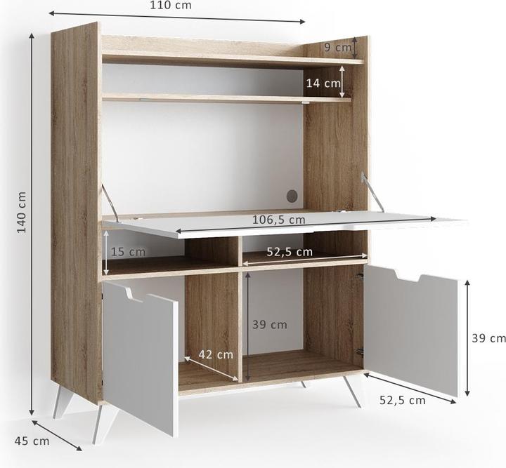Produktbild Vicco Schreibtisch Berdi (110 x 45 x 140 cm)