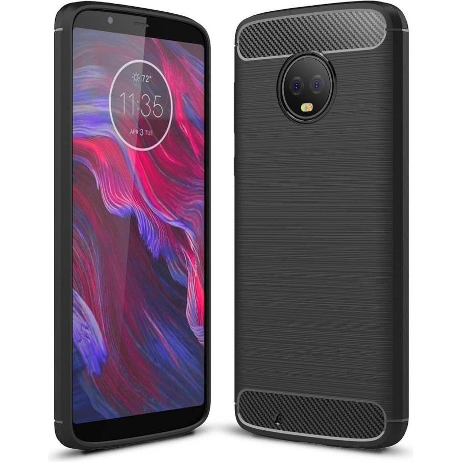 Screenguard Motorola Moto G6 Hülle Carbon Brushed Soft TPU (Motorola Moto G6), Smartphone Hülle, Schwarz