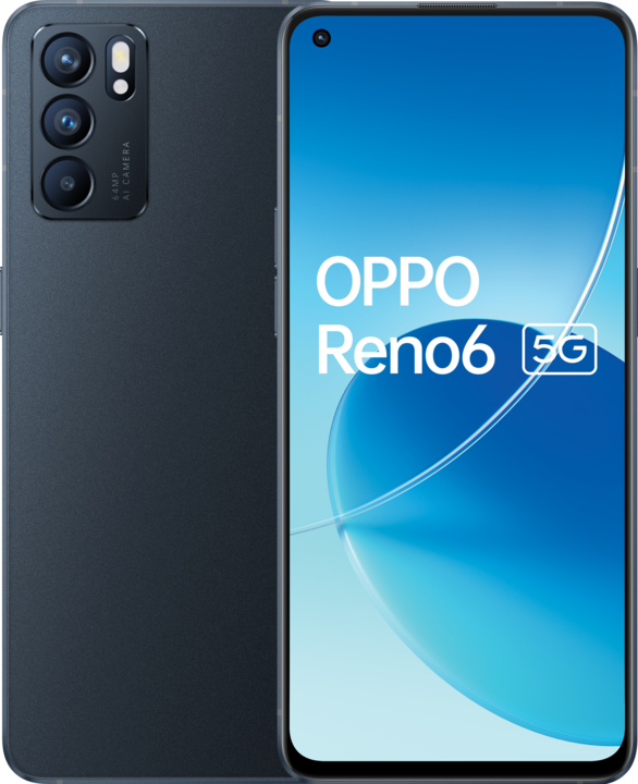 Image du produit OPPO Reno6 (128 Go, Noir stellaire, 6.40", Double SIM, 64 Mpx, 5G)