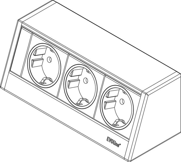 Produktbild Evoline R-Dock Steckdosenelement 3 x Schuko alufarbig, schwarz (3x, CEE 7/3, 1 m)