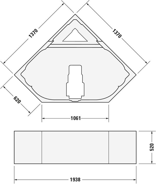 Actual product image Duravit Corner bath tub D-CODE 2 back slopes, white 1400x1400mm (140 l, 140 cm, 140 cm)