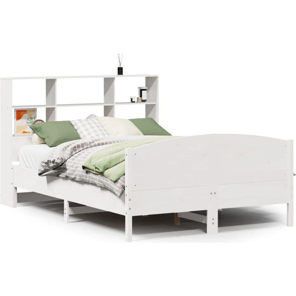 VidaXL, Bett, Massivholzbett Holzbett Bett Doppelbett Bettgestell Weiss 150x200cm Kiefer (150 x 200 cm)