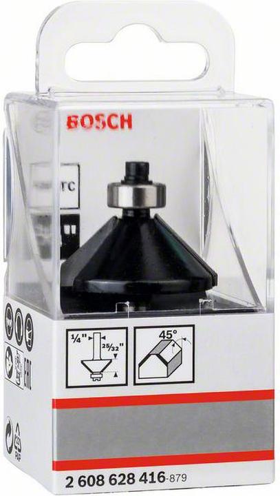 Produktbild Bosch Professional Zubehör Fasefräser, 1/4-Zoll, D1 34,9 mm, B 13 mm, L 14,7 mm, G 56 mm, 45°