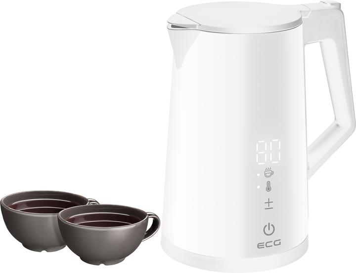 ECG RK 1893 Digitouch White - Doppelwandiger Wasserkocher mit