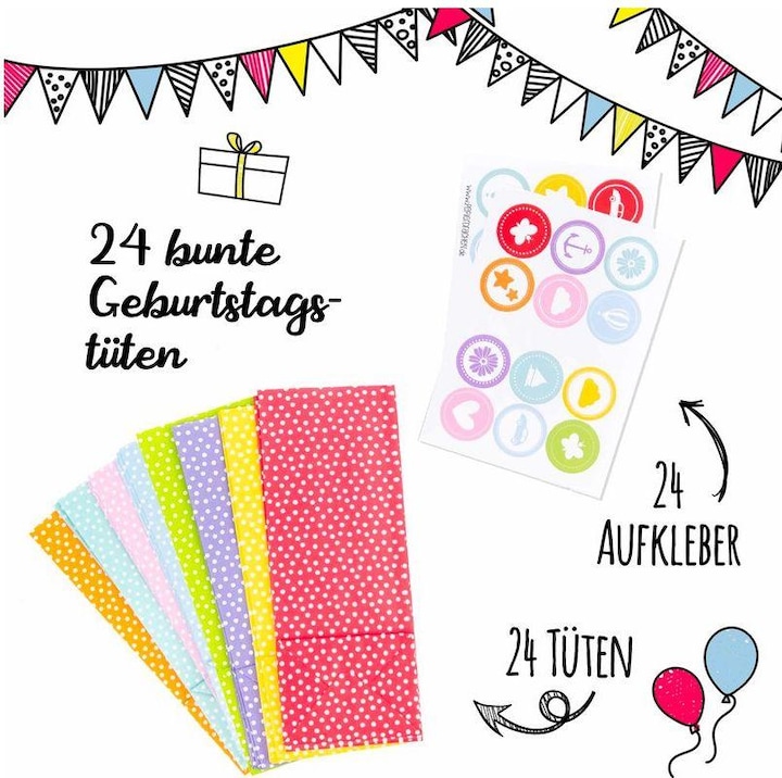 Image du produit Papierdrachen 24 sacs de fête (Pochette cadeau, 24 x)