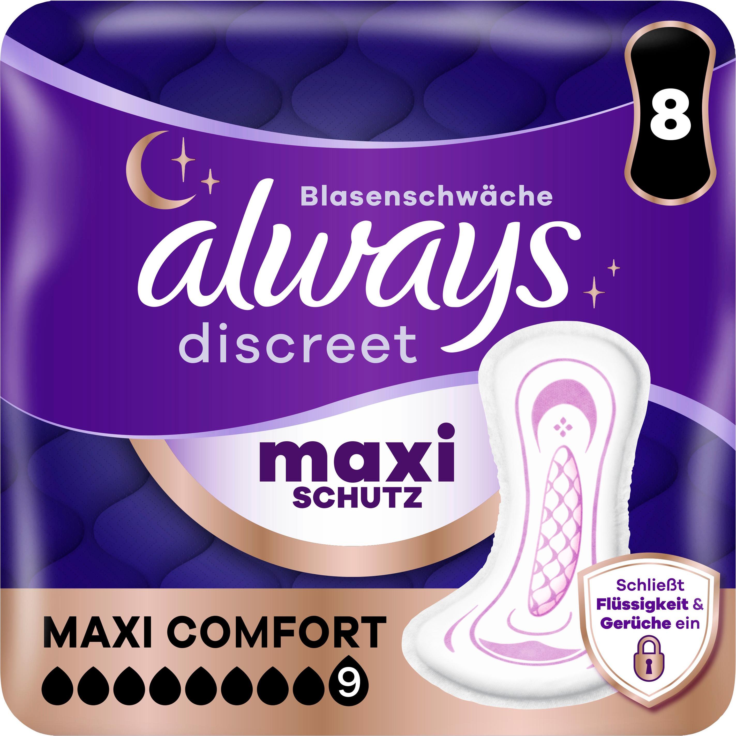 Always, Prodotti per l'incontinenza, Discreet Inkontinenz Maxi Comfort 8 Hygieneeinlage 8 Stück (8x)