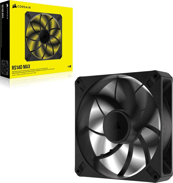 Actual product image Corsair Case Acc Fan RS140 MAX PWM 1x14cm black (140 mm, 1 x)
