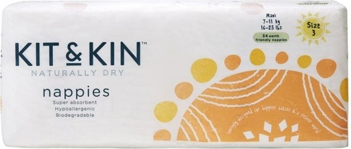 Immagine prodotto Kit & Kin Pannolini (Dimensione 3, Pacco trasportabile, 34 Pezzo/i)