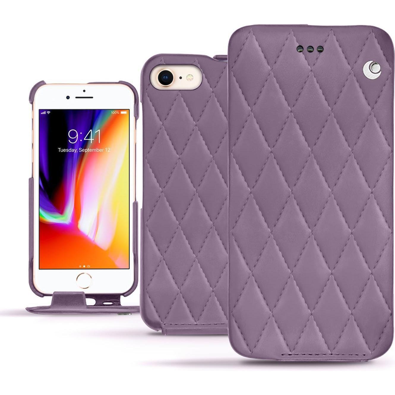 Noreve Lederschutzhülle vertikal (Apple iPhone 8), Smartphone Hülle, Violett