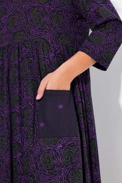 Produktbild Ulla Popken Jerseykleid, A-Linie, Blumendruck (54)