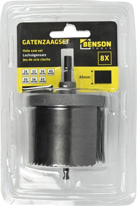 Produktbild Benson Lochsägen-Set 8-teilig (26, 32, 38, 45, 50, 56 und 63 mm)