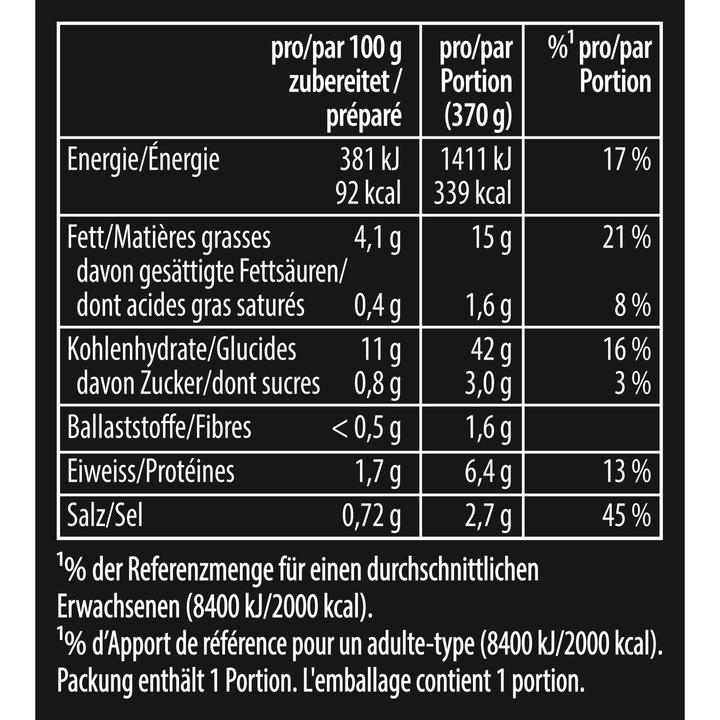 Valeurs nutritives et ingrédients Knorr Asia Noodles Vegetable Sachet, Nouilles asiatiques aux légumes, prêtes en 3 minutes (70 g)