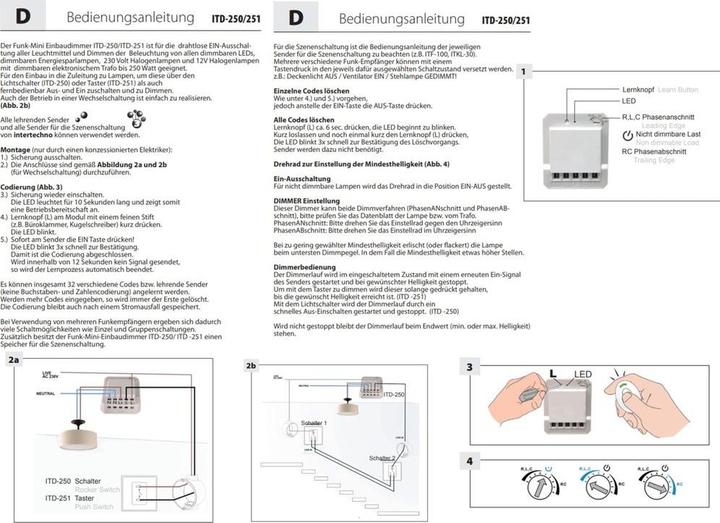Produktbild Steffen Einbaudimmer Mini 250 W Phasenabschnitt, Rot