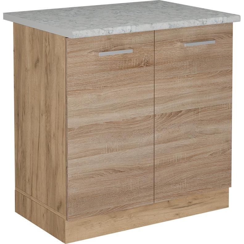 Vicco, Regal, Küchenunterschrank R-Line, Sonoma/Goldkraft Eiche, 80 cm AP Marmor