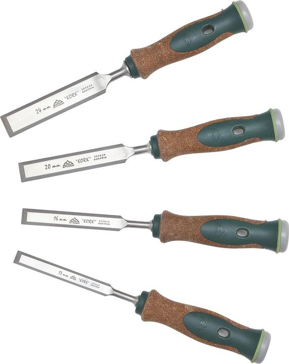 Stubai Speciale beitelset (geperforeerde beitel) met kurken handvat Gereedschapsstaal 4-delige set (24 mm)