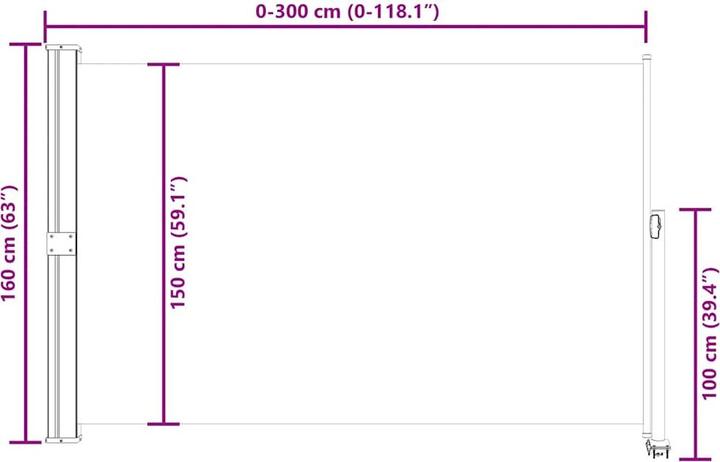 Produktbild vidaXL Seitenmarkise (3 m)