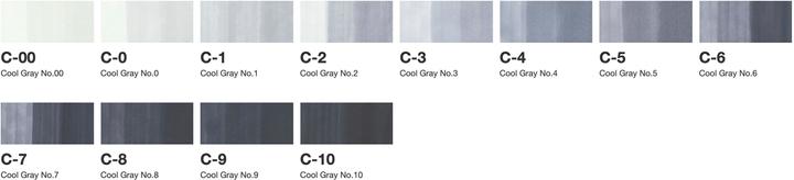 Actual product image Copic Marker sketch, set of 12 "Grey "ne CG" (Grey, 3 mm, 12 x)