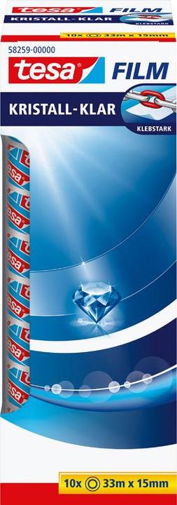 Produktbild tesa 10x tesafilm KRISTALL-KLAR, hochtransparent, alterungsbeständig, mit starker Haftung (15 mm)