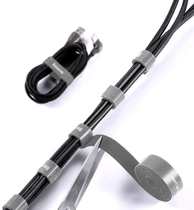 Actual product image Baseus Rainbow Circle Velcro Straps 3m Gray (Cable hole, 300 cm)
