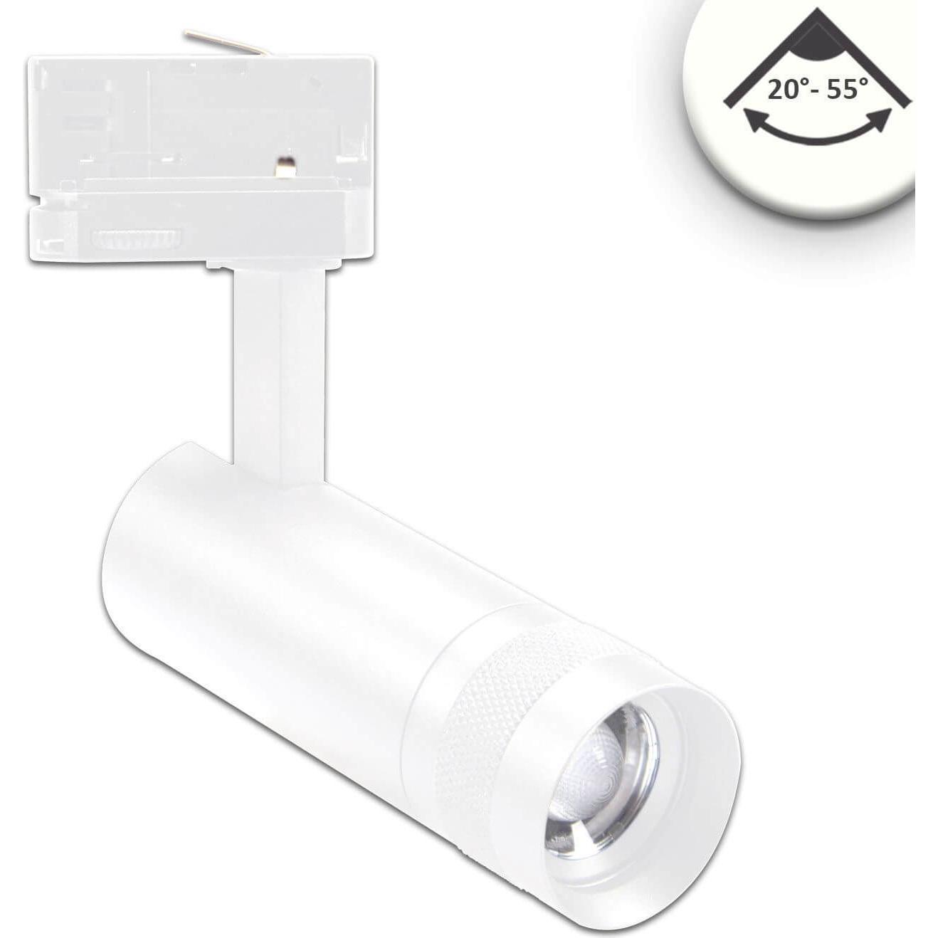 Isoled, Zubehör Beleuchtung, 3-PH Schienen-Strahler fokussierbar, 8W, 20°-55°, weiss matt, 4000K