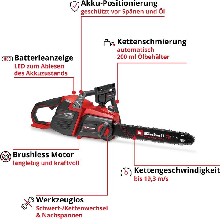 Actual product image Einhell GP-LC 36/40 Li BL-Solo cordless chainsaw (Battery chain saw)