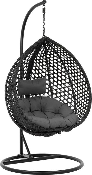 Uniprodo Outdoor-Hängesessel mit Gestell Hängesessel Garten faltbar schwarz/grau 150 kg (150 kg)