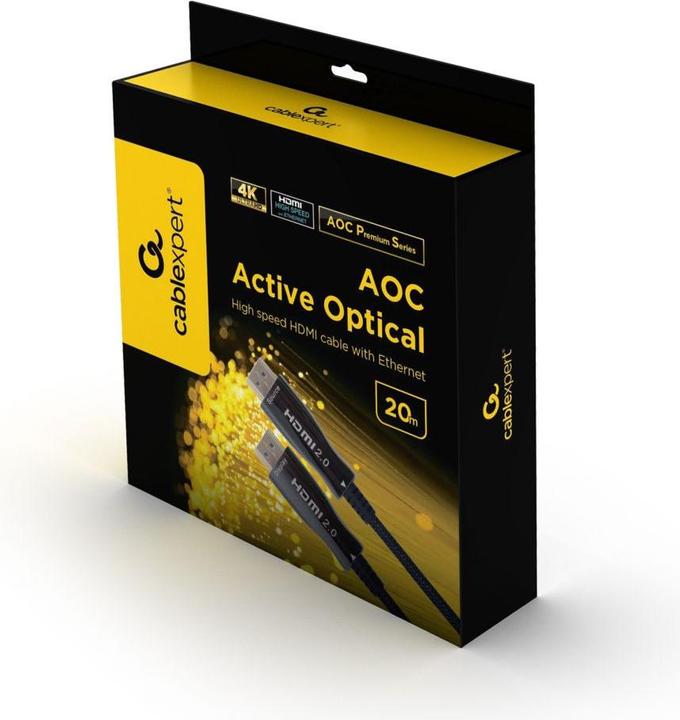 Image du produit Gembird CCBP-HDMI-AOC-20M Câble HDMI HDMI type A (standard) Noir (20 m, HDMI, 2.0)