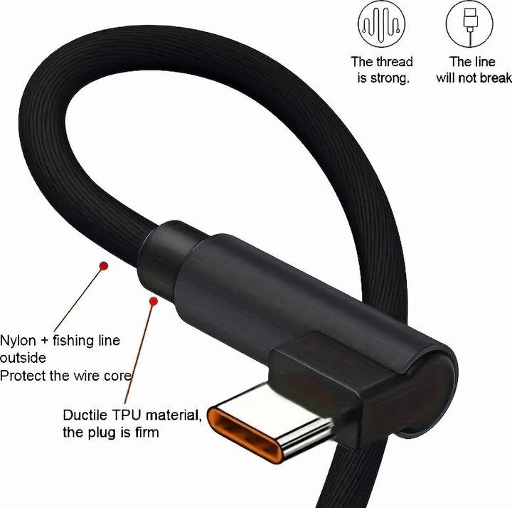 Actual product image Cbx 90 degree angle charging cable USB-C / USB-A, 100cm (1 m)