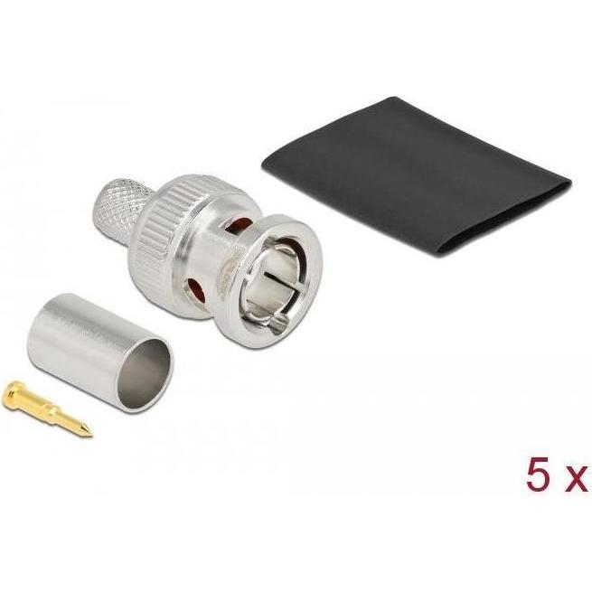 Delock BNC Stecker zum Crimpen RG6 mit passendem Schrumpfschlauch (Antennenkabel), Antennenkabel