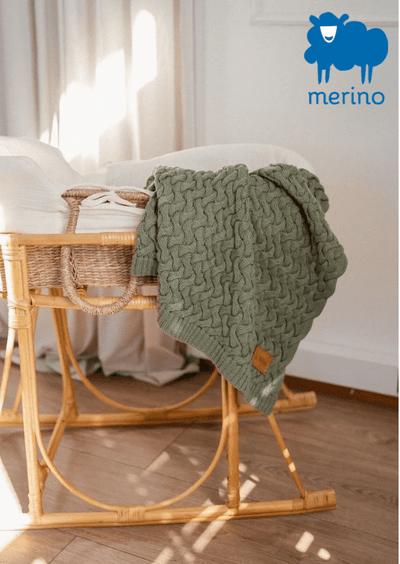 La Millou Merino baby blanket - Stoned green (85 x 85 cm)