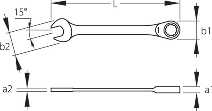 Image du produit Gedore Clé à cliquet à extrémité ouverte et à anneau (13 mm)