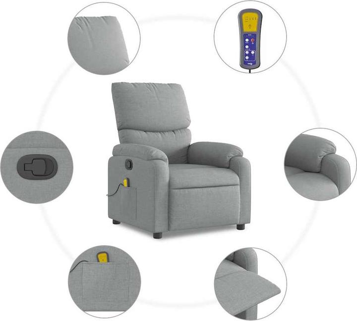 Produktbild VidaXL Massagesessel Hellgrau Stoff,Farbe: Hellgrau,Material: Stoff