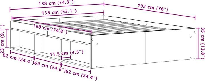 Image du produit vidaXL Bettgestell (135 x 190 cm)