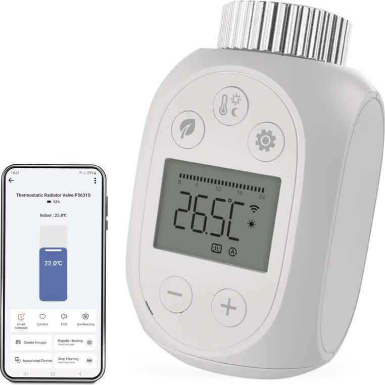 Emos GoSmart Digitaler Heizkörperthermostat P5631S ZigBee 3.0, Termostato, Bianco
