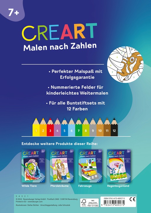 Produktbild Ravensburger CreArt Malen nach Zahlen ab 7: Dinosaurier
