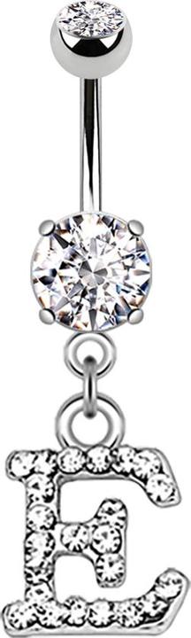 Immagine prodotto Star Piercing Banana in argento con ciondolo in cristallo lettera E (Ottone, Acciaio chirurgico 316L)