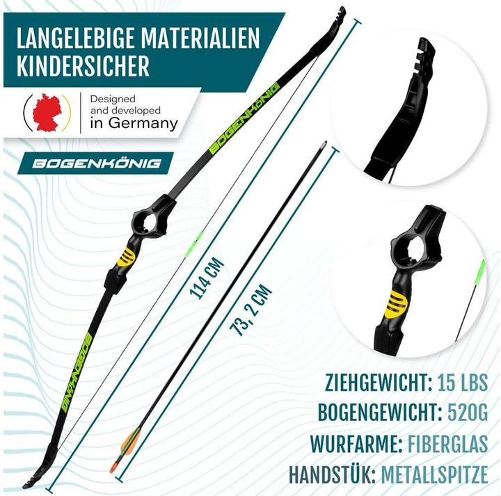 Actual product image Bogenkönig Bogenschiess-Set mit Köcher 15 lbs