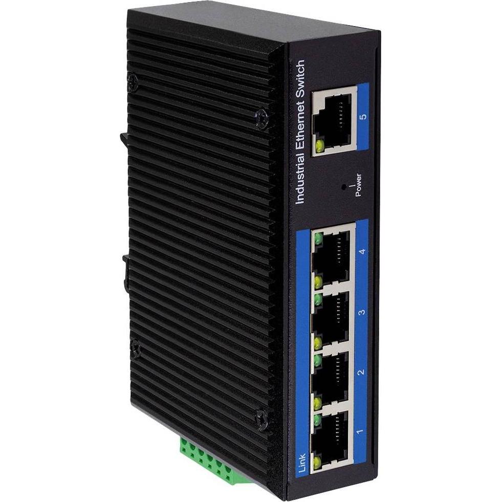 LogiLink NS202 Industrieller Gigabit Ethernet Switch 5-Port 10/100/1000 Mbps Hutschienenmontage (5 Ports), Netzwerk Swit...