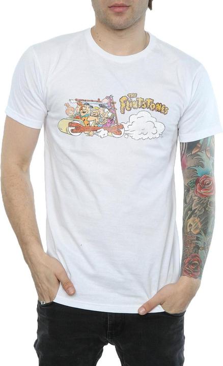 Actual product image The Flintstones Mens Family Car Distressed T-Shirt (L)