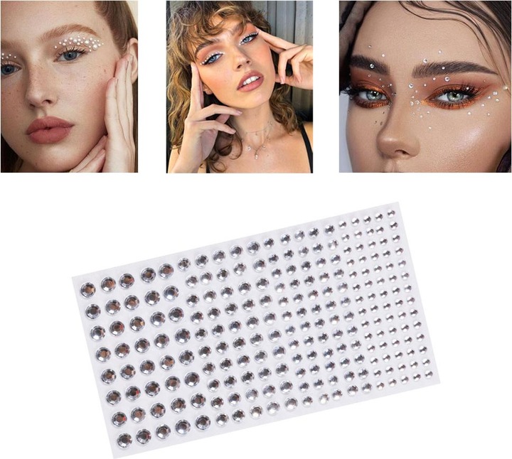 Immagine prodotto Noya Strass autoadesivi per il viso e il corpo - argento (220 pezzi, decorazione per festival)