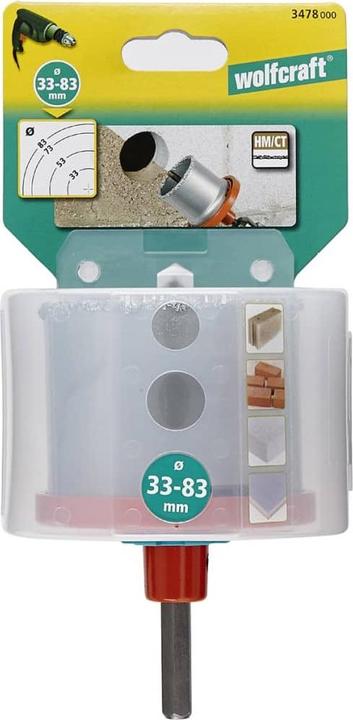 Produktbild wolfcraft 1 Bohrkranz-Set ø33,53,73,83mm (33 mm, 73 mm, 83 mm)